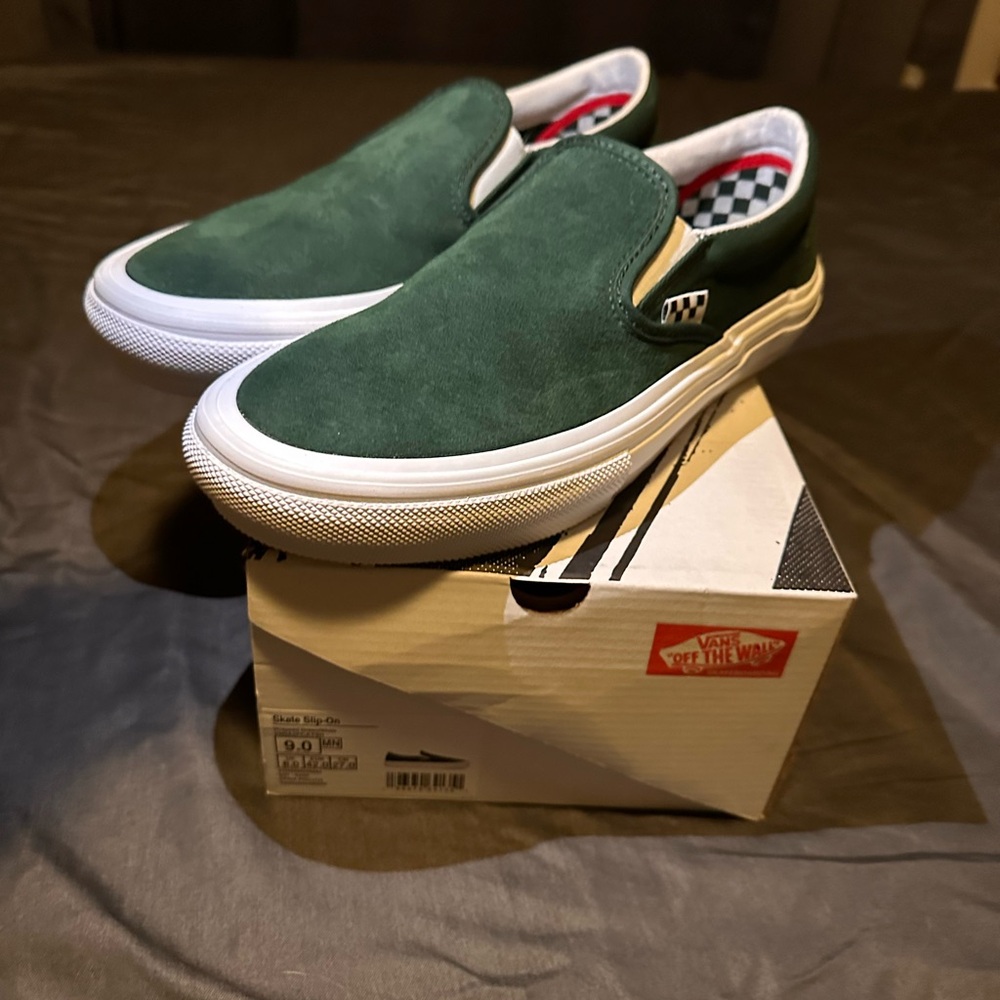 Vans Men's Forest Green Slip-On Sneakers